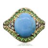 Image 1 : 10KT Yellow Gold 3.36ct Turquoise, Tsavorite and Diamond Ring