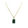 Image 4 : 14KT Yellow Gold GIA Certified 38.72ct Emerald and Diamond Pendant With Chain
