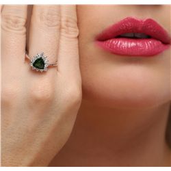 18KT White Gold 1.15ct Green Tourmaline and Diamond Ring