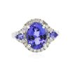 Image 1 : 14KT White Gold 3.62ctw Tanzanite and Diamond Ring