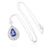 Image 3 : 14KT White Gold 5.00ct Tanzanite and Diamond Pendant With Chain