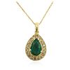 Image 3 : 14KT Yellow Gold 1.71ct Emerald and Diamond Pendant