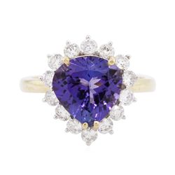 14KT Yellow Gold 3.97ct Tanzanite and Diamond Ring