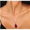 Image 2 : 14KT Rose Gold 17.70ct Ruby and Diamond Pendant