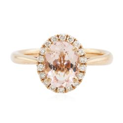 14KT Rose Gold 1.17ct Morganite and Diamond Ring