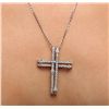 Image 2 : 14KT White Gold 0.93ctw Diamond Cross Pendant With Chain