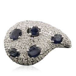 14KT White Gold 1.05ctw Sapphire and Diamond Ring