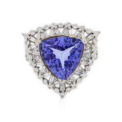 14KT Two-Tone Gold 6.65ct Tanzanite and Diamond Ring