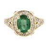 Image 1 : 14KT Yellow Gold 1.59ct Emerald and Diamond Ring