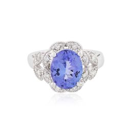 14KT White Gold 3.85ct Tanzanite and Diamond Ring