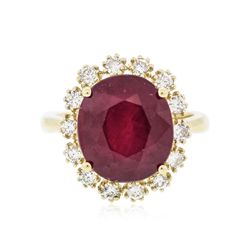 14KT Yellow Gold 7.67ct Ruby and Diamond Ring