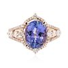 Image 3 : 14KT Rose Gold 4.48ct Tanzanite and Diamond Ring