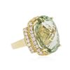 Image 4 : 14KT Yellow Gold 16.00ct Green Quartz and Diamond Ring