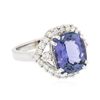 Image 2 : 14KT White Gold 5.38ct Tanzanite and Diamond Ring