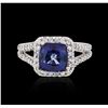 Image 3 : 14KT White Gold 2.90ct Sapphire and Diamond Ring