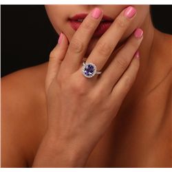 14KT White Gold 3.35ct Tanzanite and Diamond Ring