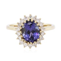 14KT Yellow Gold 2.67ct Tanzanite and Diamond Ring