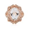Image 3 : 14KT Rose Gold 4.28ct Aquamarine and Diamond Ring