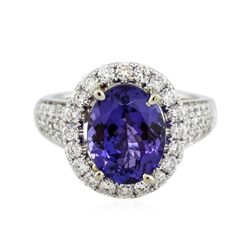 14KT Two-Tone Gold 4.22ct Tanzanite and Diamond Ring