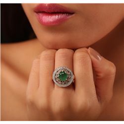 14KT Yellow Gold 2.09ct Emerald and Diamond Ring