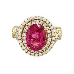 14KT Yellow Gold 3.17ct Tourmaline and Diamond Ring