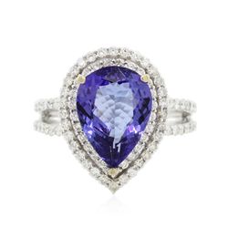 14KT White Gold 4.44ct Tanzanite and Diamond Ring