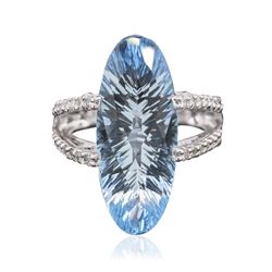 14KT White Gold 14.00ct Blue Topaz and Diamond Ring