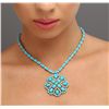 Image 1 : 14KT Yellow Gold 30.95ctw Turquoise and Diamond Necklace