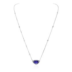 14KT White Gold 5.52ct Tanzanite and Diamond Necklace