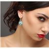 Image 5 : 18KT White Gold 11.57ctw Turquoise and Diamond Earrings