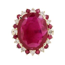 14KT Yellow Gold 9.07ctw Ruby and Diamond Ring