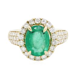 14KT Yellow Gold 2.13ct Emerald and Diamond Ring