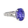 Image 2 : 18KT White Gold 4.53ct Tanzanite and Diamond Ring