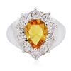 Image 3 : 14KT White Gold 2.22ct Orange Sapphire and Diamond Ring