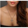 Image 1 : 14KT White Gold 0.77ctw Diamond Cross Pendant With Chain