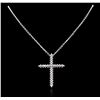 Image 3 : 14KT White Gold 0.77ctw Diamond Cross Pendant With Chain