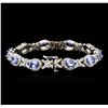 Image 4 : 14KT White Gold 7.90ctw Tanzanite and Diamond Bracelet