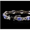 Image 7 : 14KT White Gold 7.90ctw Tanzanite and Diamond Bracelet