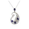 Image 4 : 14KT White Gold 1.88ctw Sapphire and Diamond Pendant With Chain