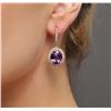 Image 1 : 14KT Yellow Gold 13.60ctw Amethyst and Diamond Earrings