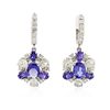 Image 1 : 14KT White Gold 6.74ctw Tanzanite and Diamond Earrings