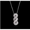Image 4 : 14KT White Gold 0.84ctw Diamond Pendant With Chain