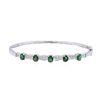Image 3 : 14KT White Gold 1.75ctw Emerald and Diamond Bangle Bracelet