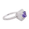 Image 2 : 18KT White Gold 1.44ct Tanzanite and Diamond Ring