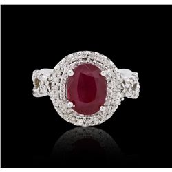 14KT White Gold GIA Certified 3.84ct Ruby and Diamond Ring