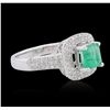 Image 4 : 14KT White Gold 1.08ct Emerald and Diamond Ring