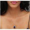 Image 2 : 14KT White Gold 11.48ct Sapphire and Diamond Pendant With Chain
