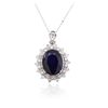 Image 4 : 14KT White Gold 11.48ct Sapphire and Diamond Pendant With Chain