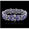 Image 4 : 14KT White Gold 30.24ctw Tanzanite and Diamond Bracelet