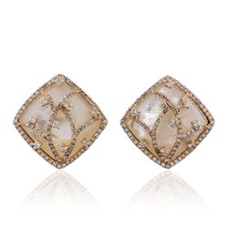 14KT Rose Gold 2.41ctw Mother of Pearl and Diamond Earrings